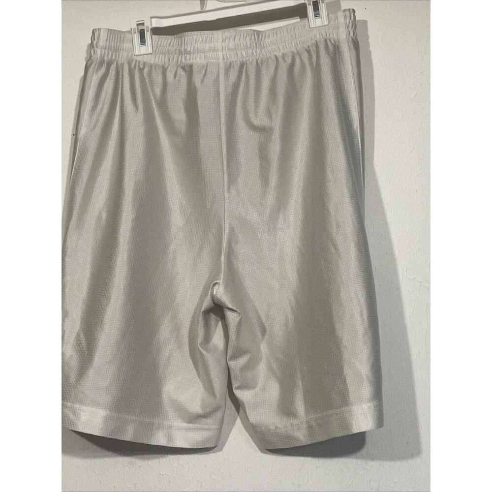 Nike BASKETBALL WHITE Shorts White Swoosh Workout Gym Sz L MEN’S